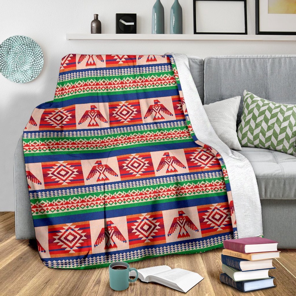 Native American Blanket, Navajo Aztec Tribal Native Indians American Print Blanket, Native Blankets