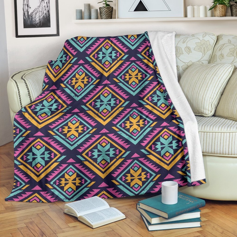 Native American Blanket, Navajo Indians Aztec Tribal Native American Print Blanket, Native Blankets