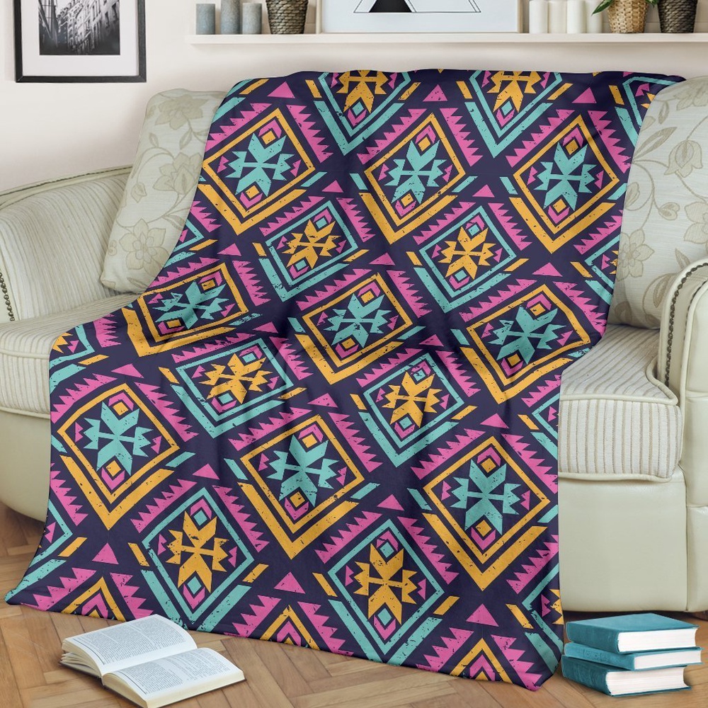 Native American Blanket, Navajo Indians Aztec Tribal Native American Print Blanket, Native Blankets