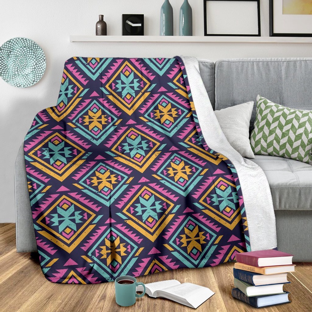 Native American Blanket, Navajo Indians Aztec Tribal Native American Print Blanket, Native Blankets