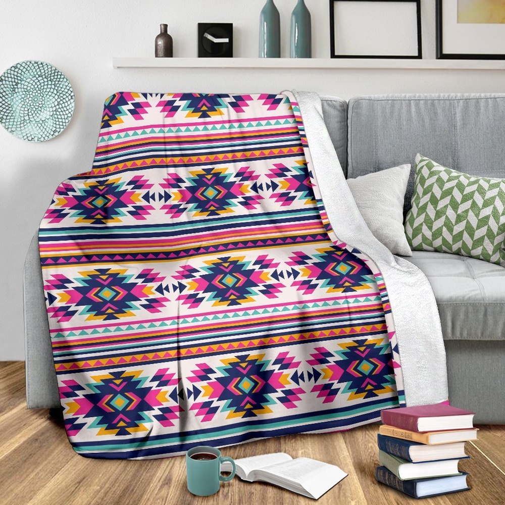 Native American Blanket, Navajo Native American Indians Aztec Tribal Print Blanket, Native Blankets