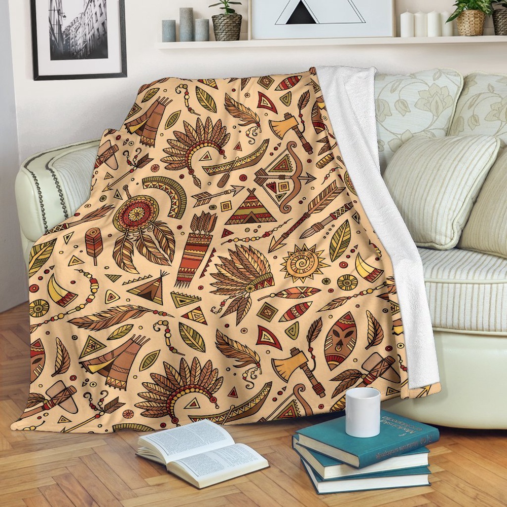 Native American Blanket, Navajo Tribal Aztec Native Indians American Print Blanket, Native Blankets