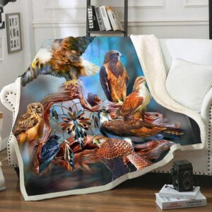 Native American Blanket, Spirit Birds Fleece Blanket,&hellip;