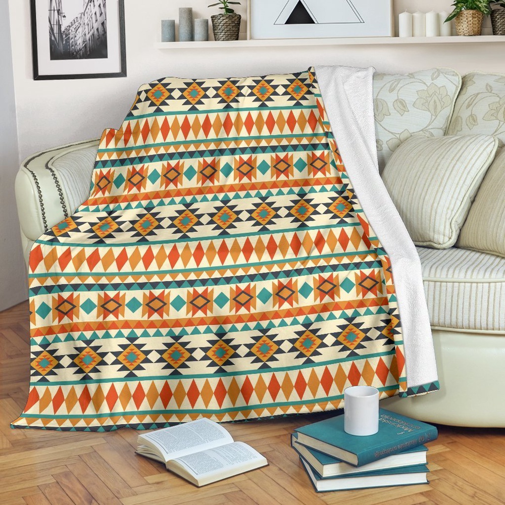 Native American Blanket, Tribal Native American Aztec Indians Navajo Print Blanket, Native Blankets