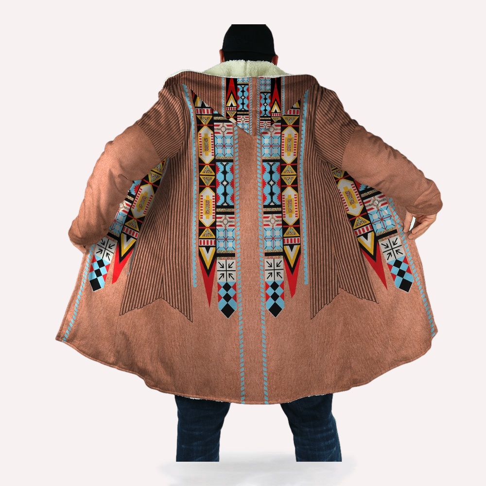 Native American Coat, Ancient Costumes Native American 3D All Over Printed Hooded Cloak Coat Native American Coat, Ancient Costumes Native American 3D All Over Printed Hooded Cloak Coat