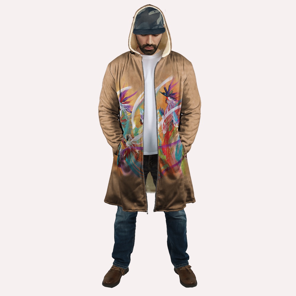 Native American Coat, Ancient Dance Native American 3D All Over Printed Shirts Hooded Cloak Coat