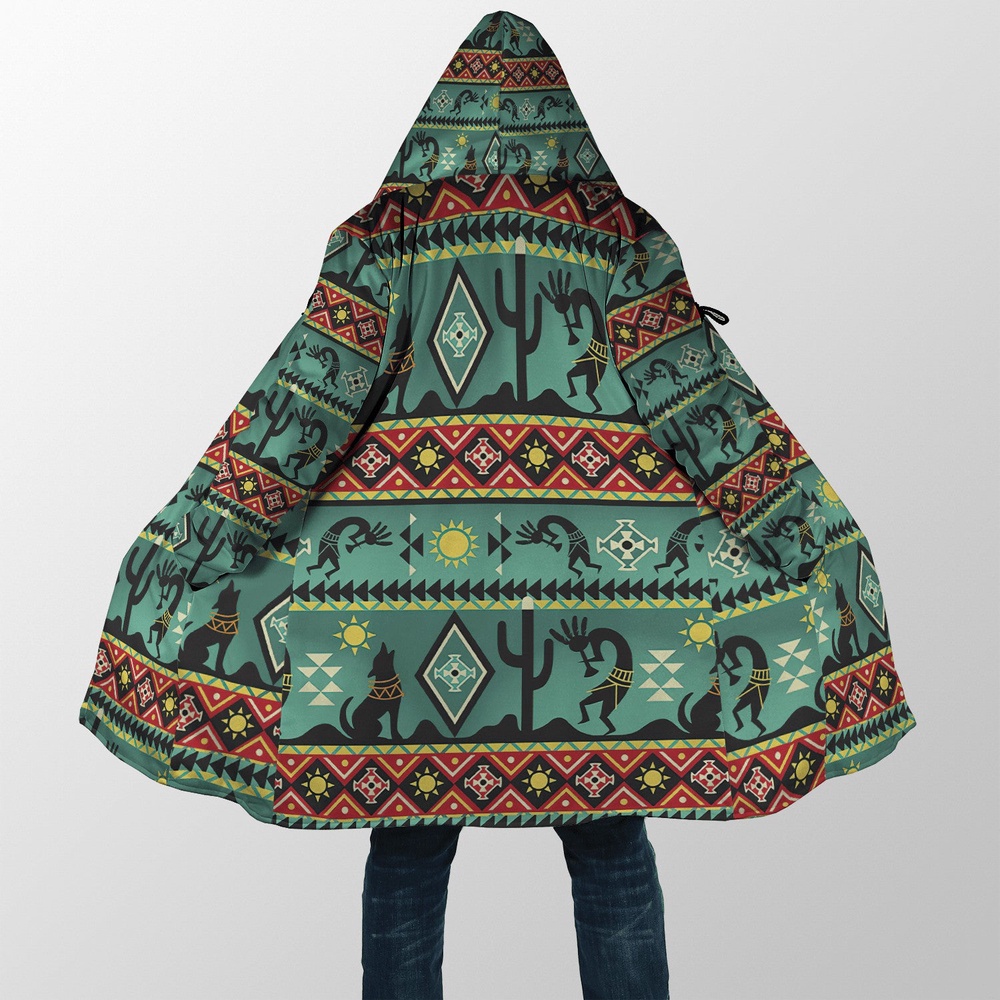 Native American Coat, Ancient Pattern Native American 3D All Over Printed Hooded Cloak Coat Native American Coat, Ancient Pattern Native American 3D All Over Printed Hooded Cloak Coat