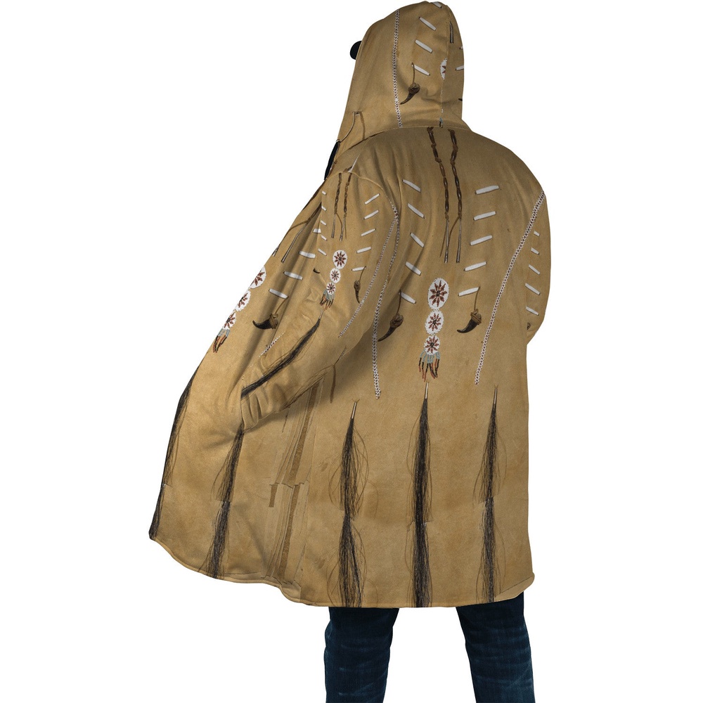 Native American Coat, Brown Native American 3D All Over Printed Hooded Cloak Coat Native American Coat, Brown Native American 3D All Over Printed Hooded Cloak Coat