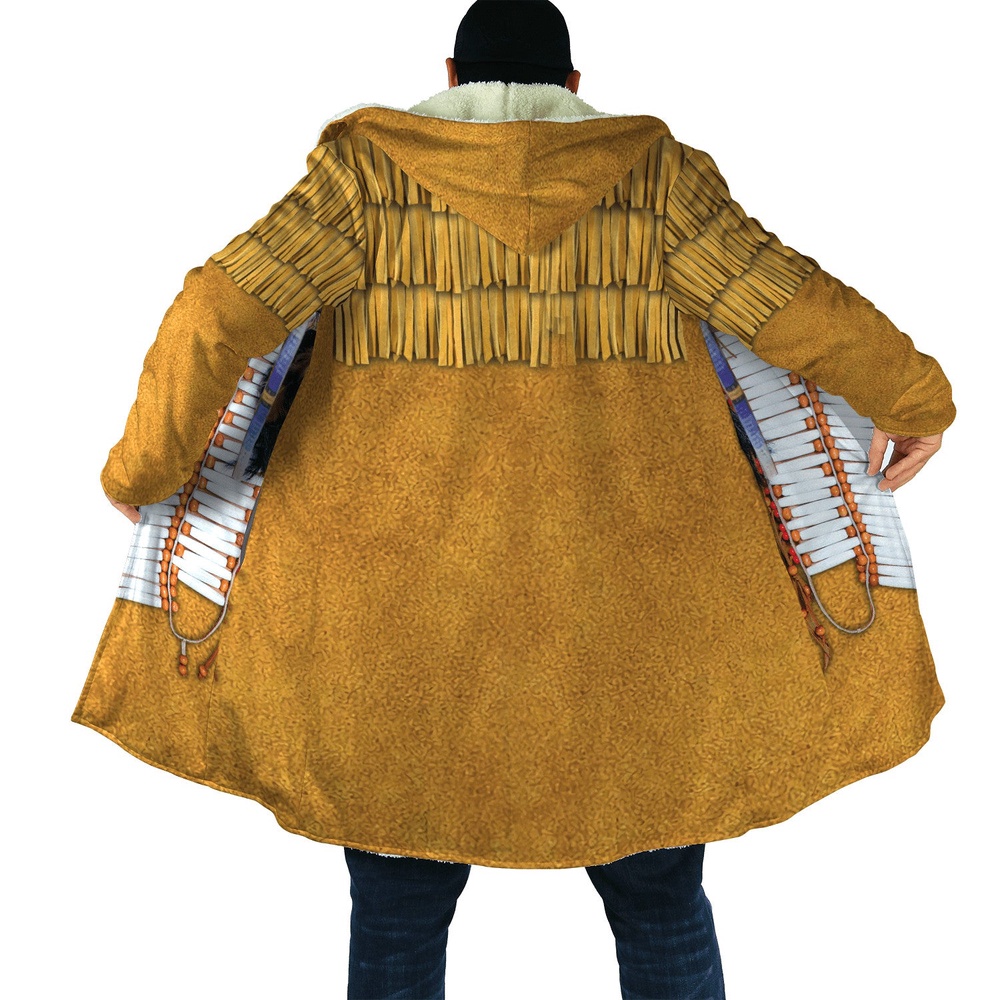Native American Coat, Clan Chief Native American 3D All Over Printed Hooded Cloak Coat