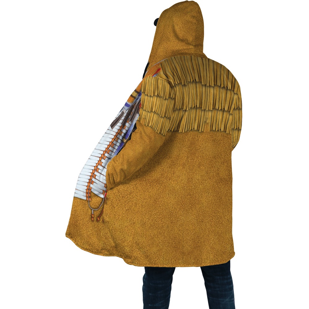 Native American Coat, Clan Chief Native American 3D All Over Printed Hooded Cloak Coat