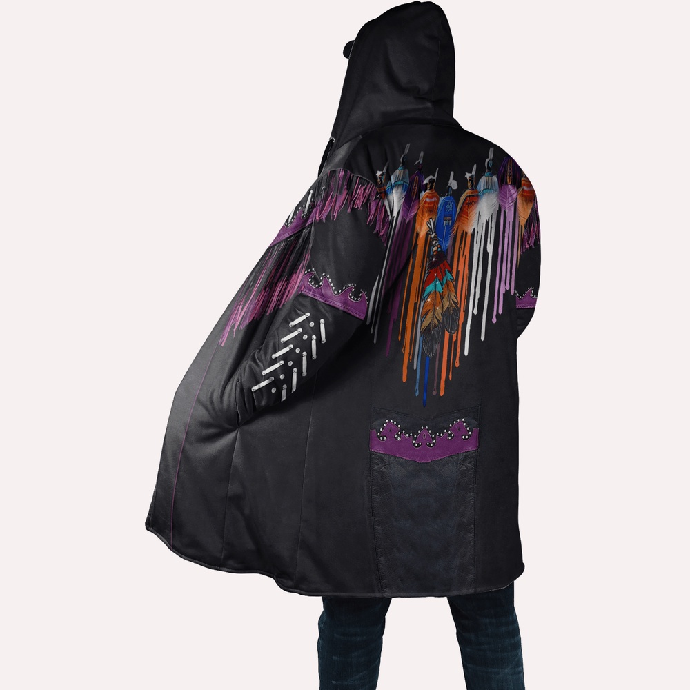 Native American Coat, Cosmos Native American 3D All Over Printed Hooded Cloak Coat