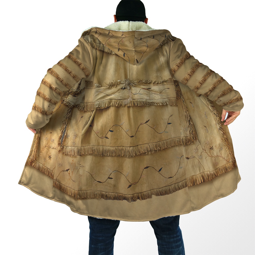 Native American Coat, Cowboy Jacket Style Native American 3D All Over Printed Hooded Cloak Coat