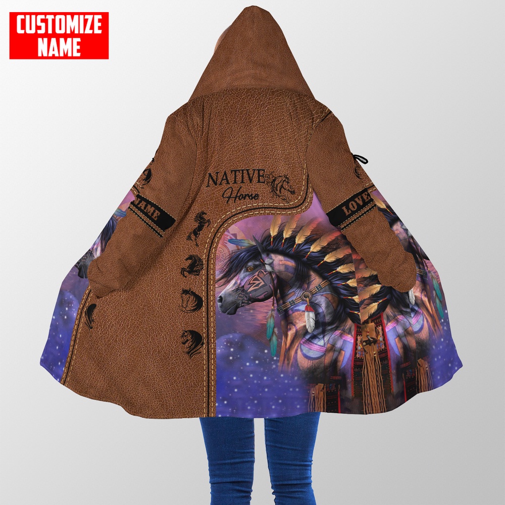 Native American Coat, Customized Name Native American All Over Printed Hooded Cloak Coat, Native American Hoodies Native American Coat, Customized Name Native American All Over Printed Hooded Cloak Coat, Native American Hoodies