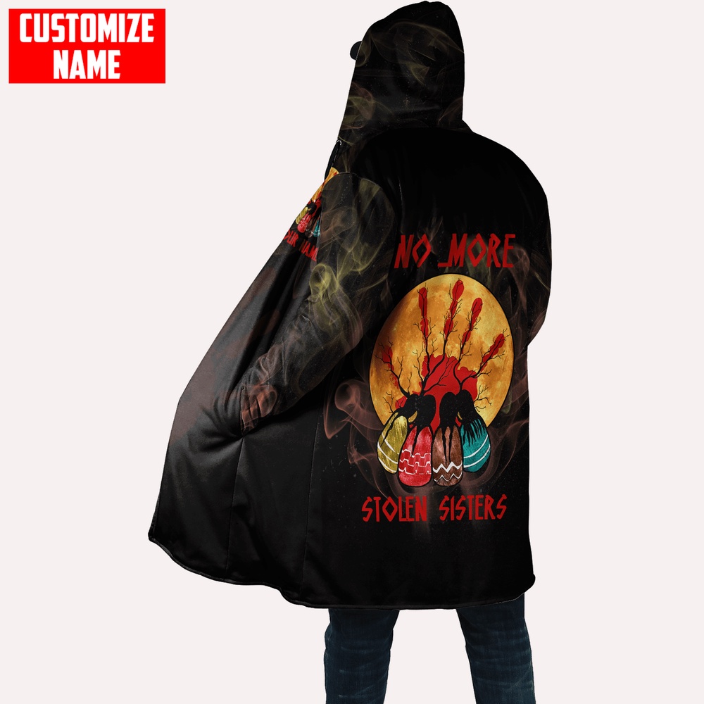 Native American Coat, Customized Name No More Stolen Sisters Native American 3D All Over Printed Hooded Cloak Coat Native American Coat, Customized Name No More Stolen Sisters Native American 3D All Over Printed Hooded Cloak Coat