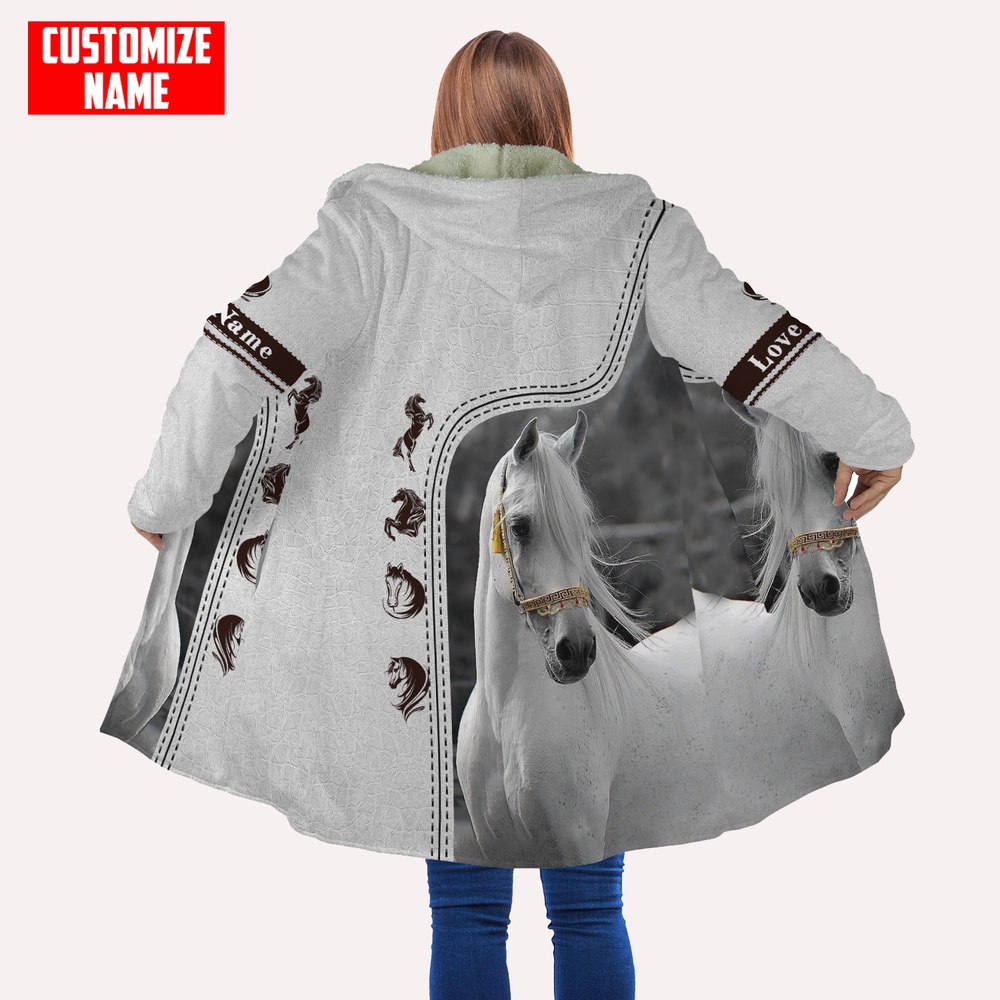 Native American Coat, Customized Name White Horse Native American All Over Printed Hooded Cloak Coat, Native American Hoodies