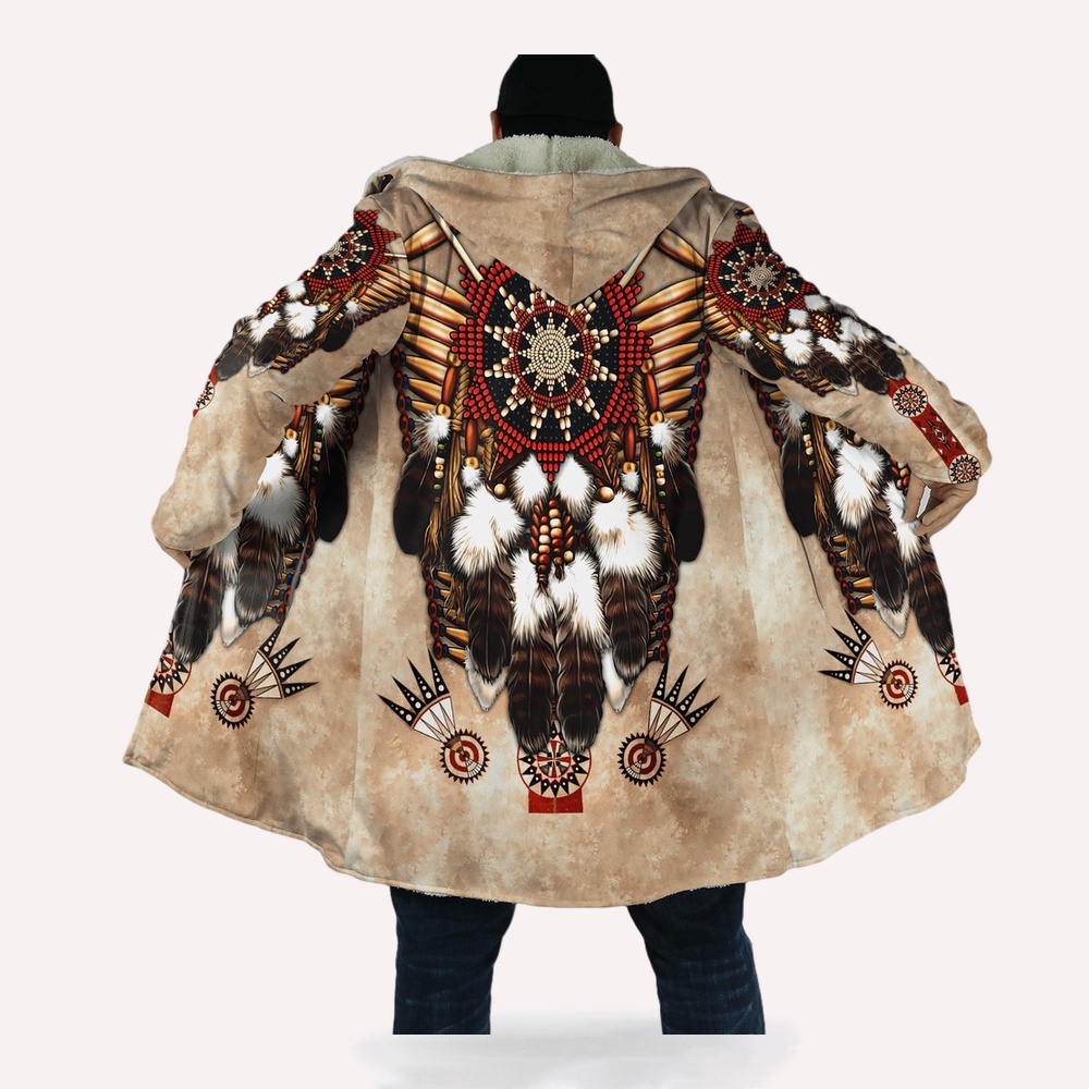 Native American Coat, Determination Native American 3D All Over Printed Hooded Cloak Coat