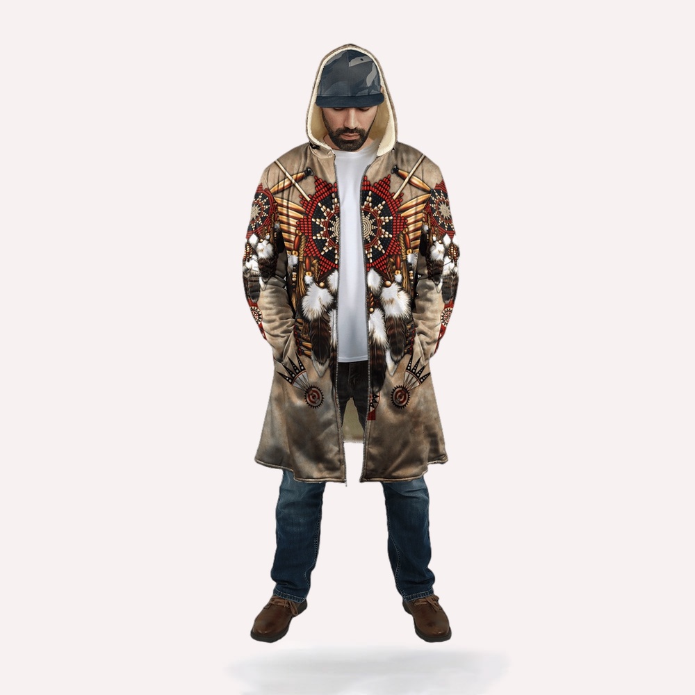Native American Coat, Determination Native American 3D All Over Printed Hooded Cloak Coat