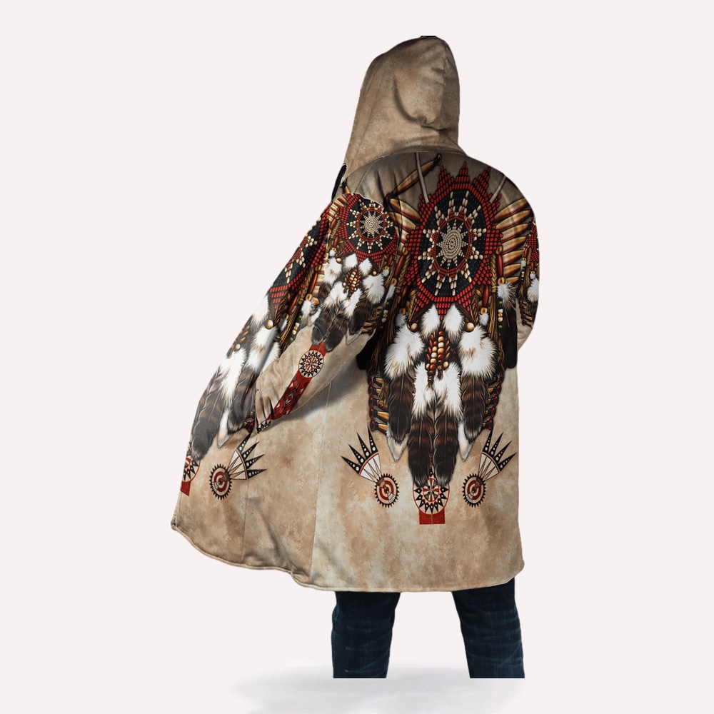 Native American Coat, Determination Native American 3D All Over Printed Hooded Cloak Coat