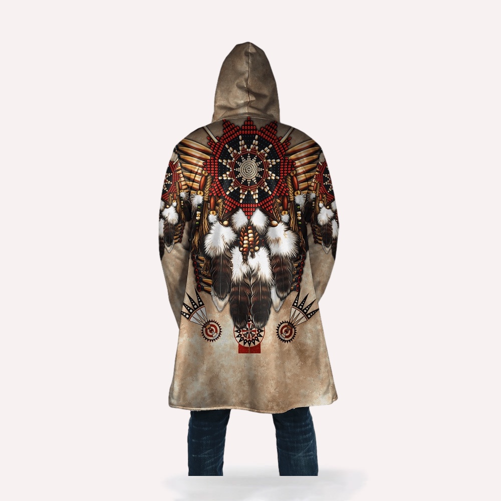 Native American Coat, Determination Native American 3D All Over Printed Hooded Cloak Coat