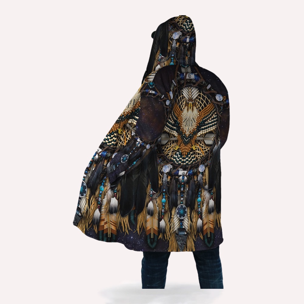 Native American Coat, Divine Blessing Native American 3D All Over Printed Hooded Cloak Coat