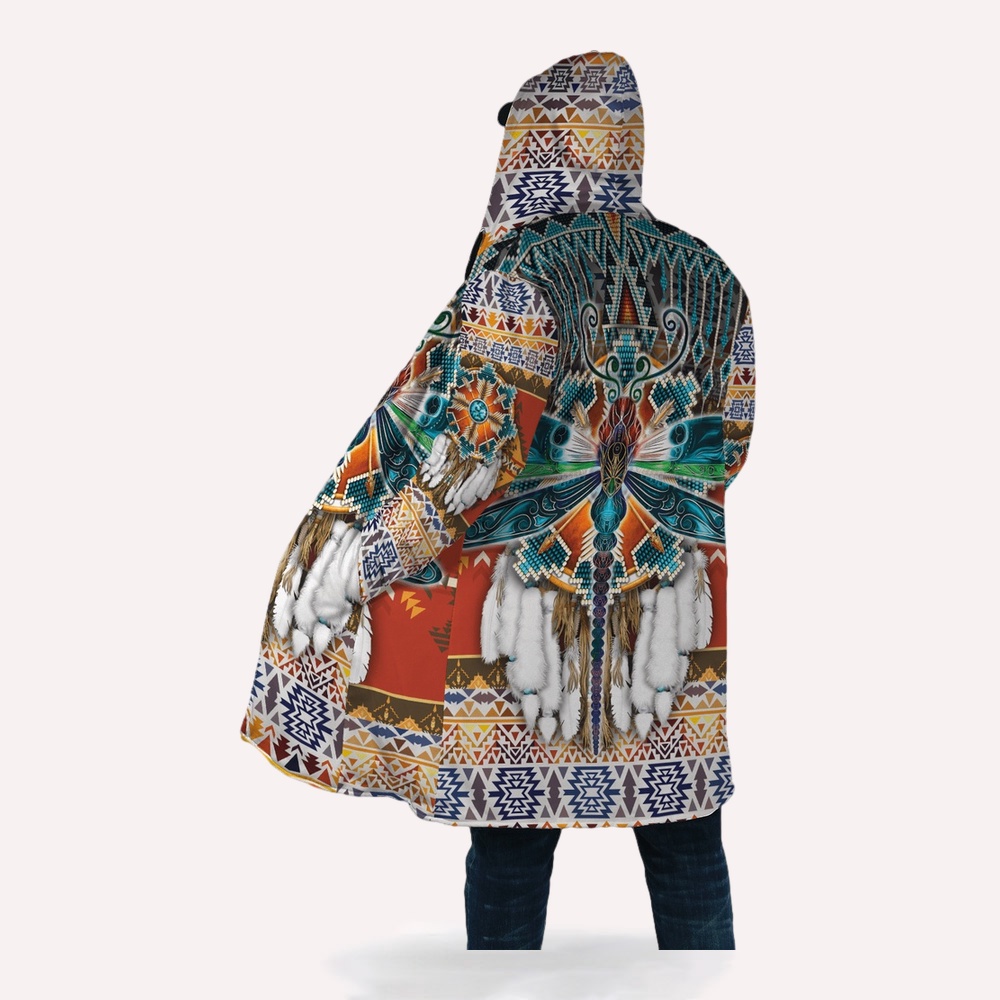 Native American Coat, Dragonfly Native American 3D All Over Printed Hooded Cloak Coat Native American Coat, Dragonfly Native American 3D All Over Printed Hooded Cloak Coat