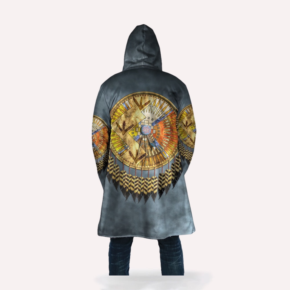 Native American Coat, Dreamcatcher Spirit Of Nature Native American 3D All Over Printed Hooded Cloak Coat