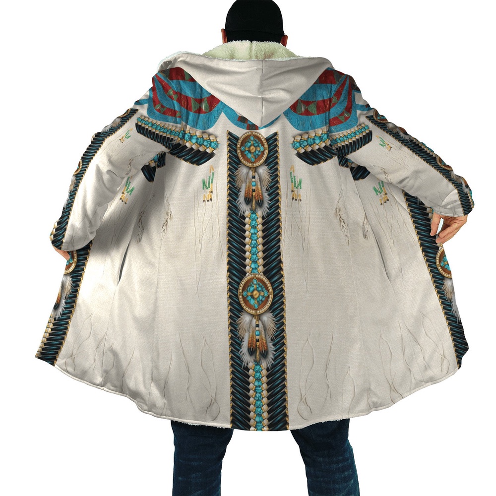 Native American Coat, Elegance Native American 3D All Over Printed Hooded Cloak Coat Native American Coat, Elegance Native American 3D All Over Printed Hooded Cloak Coat