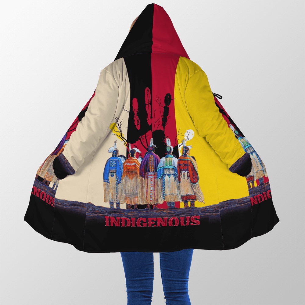 Native American Coat, Event Red Hand Native American Hooded Cloak Coat, Native American Hoodies Native American Coat, Event Red Hand Native American Hooded Cloak Coat, Native American Hoodies