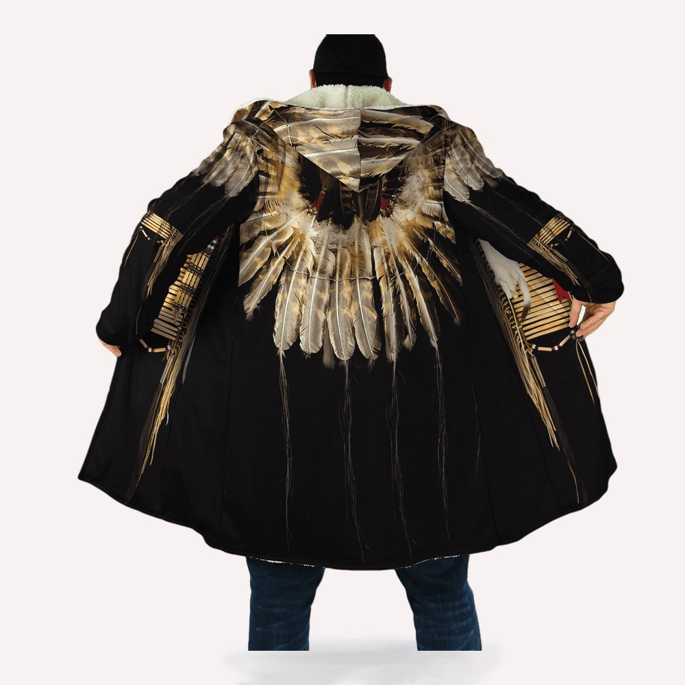Native American Coat, Falcon Feathers Native American 3D All Over Printed Hooded Cloak Coat Native American Coat, Falcon Feathers Native American 3D All Over Printed Hooded Cloak Coat