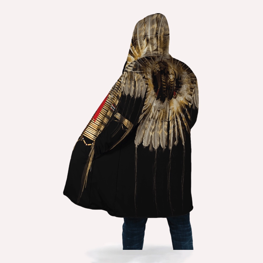 Native American Coat, Falcon Feathers Native American 3D All Over Printed Hooded Cloak Coat Native American Coat, Falcon Feathers Native American 3D All Over Printed Hooded Cloak Coat