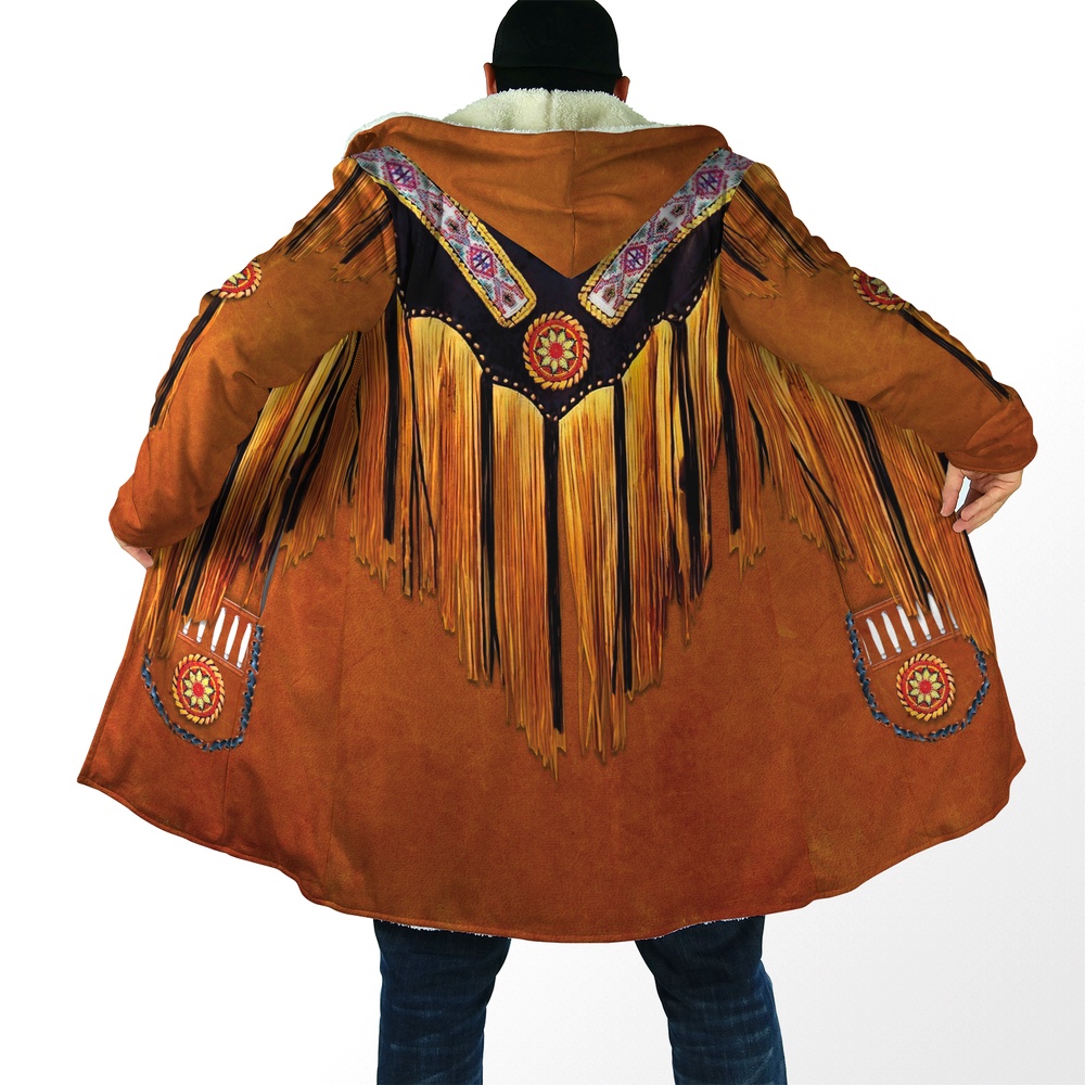 Native American Coat, Fashion Style Native American 3D All Over Printed Hooded Cloak Coat Native American Coat, Fashion Style Native American 3D All Over Printed Hooded Cloak Coat