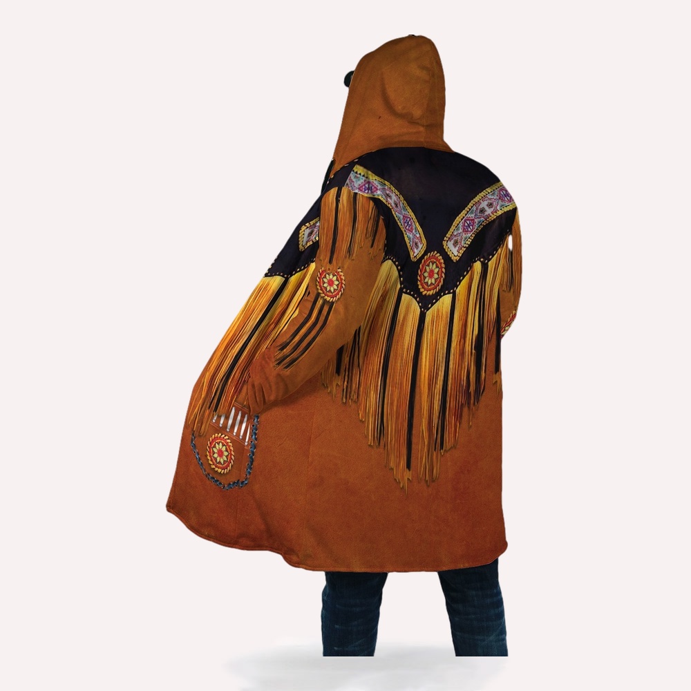 Native American Coat, Fashion Style Native American 3D All Over Printed Hooded Cloak Coat Native American Coat, Fashion Style Native American 3D All Over Printed Hooded Cloak Coat
