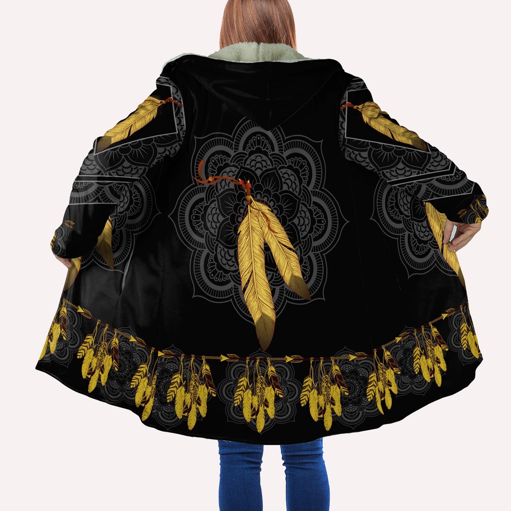 Native American Coat, Flower Pattern Native American All Over Printed Hooded Cloak Coat, Native American Hoodies Native American Coat, Flower Pattern Native American All Over Printed Hooded Cloak Coat, Native American Hoodies