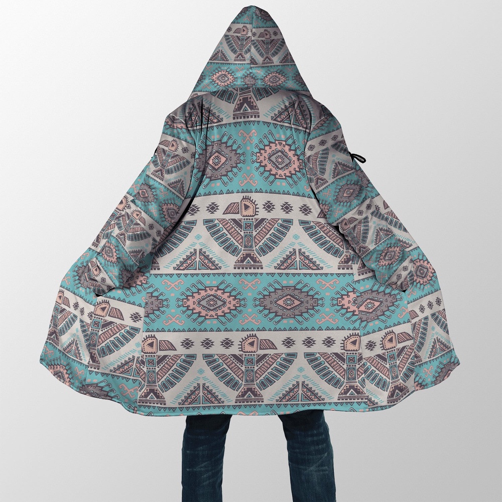 Native American Coat, Gentle Color Native American 3D All Over Printed Hooded Cloak Coat