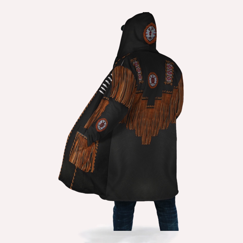 Native American Coat, Grungy Style Native American 3D All Over Printed Hooded Cloak Coat Native American Coat, Grungy Style Native American 3D All Over Printed Hooded Cloak Coat