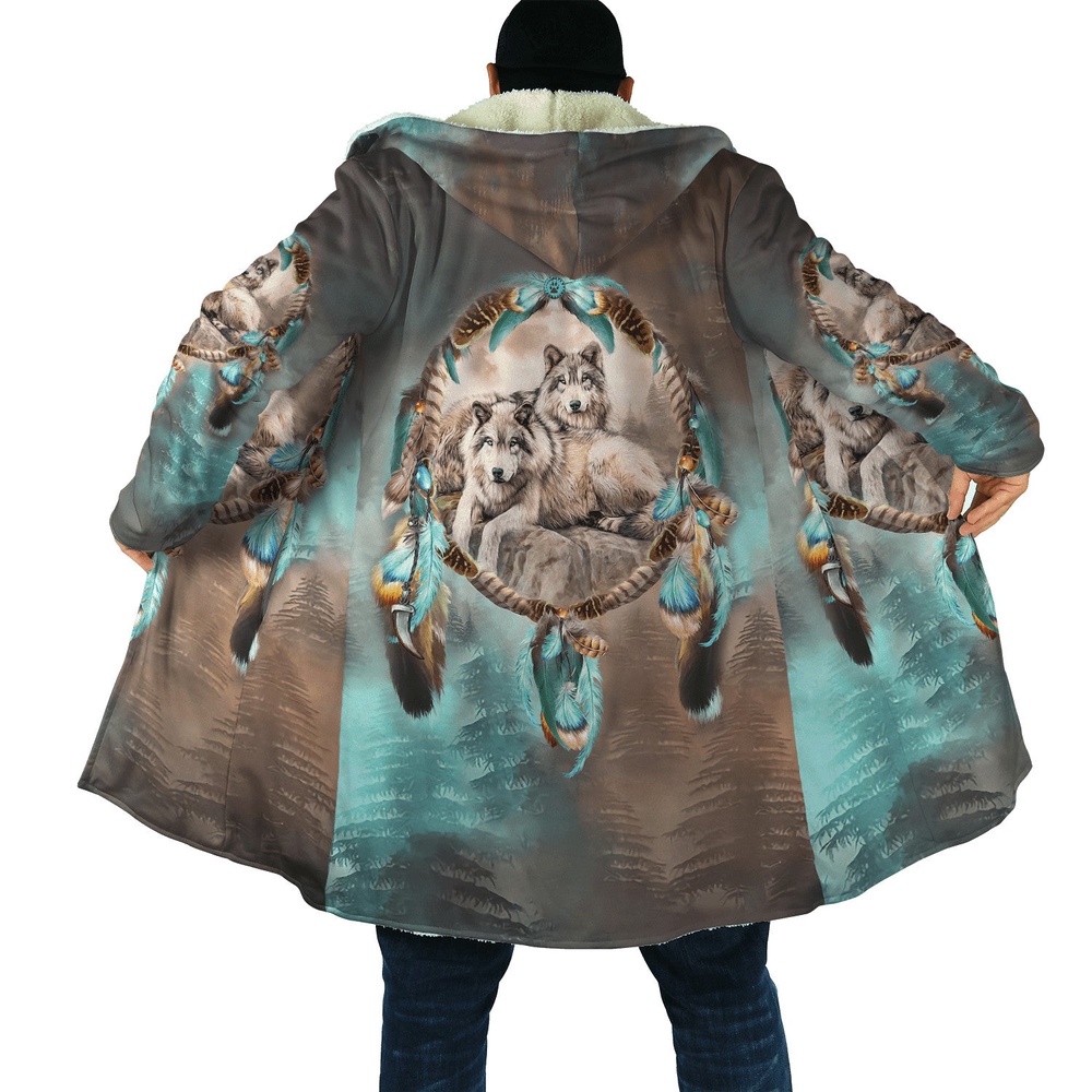 Native American Coat, Guard The Dream Native American 3D All Over Printed Hooded Cloak Coat Native American Coat, Guard The Dream Native American 3D All Over Printed Hooded Cloak Coat