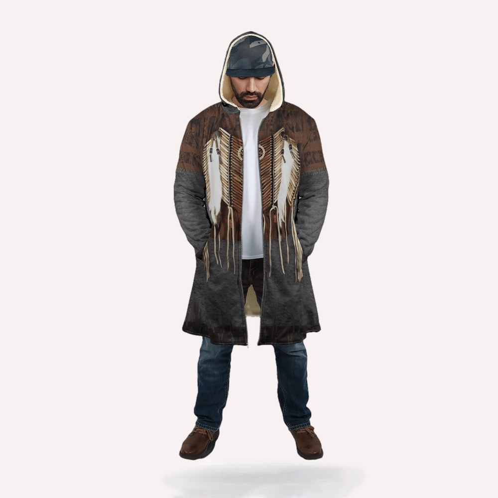 Native American Coat, Heritage Fashion Vibes Native American 3D All Over Printed Hooded Cloak Coat Native American Coat, Heritage Fashion Vibes Native American 3D All Over Printed Hooded Cloak Coat