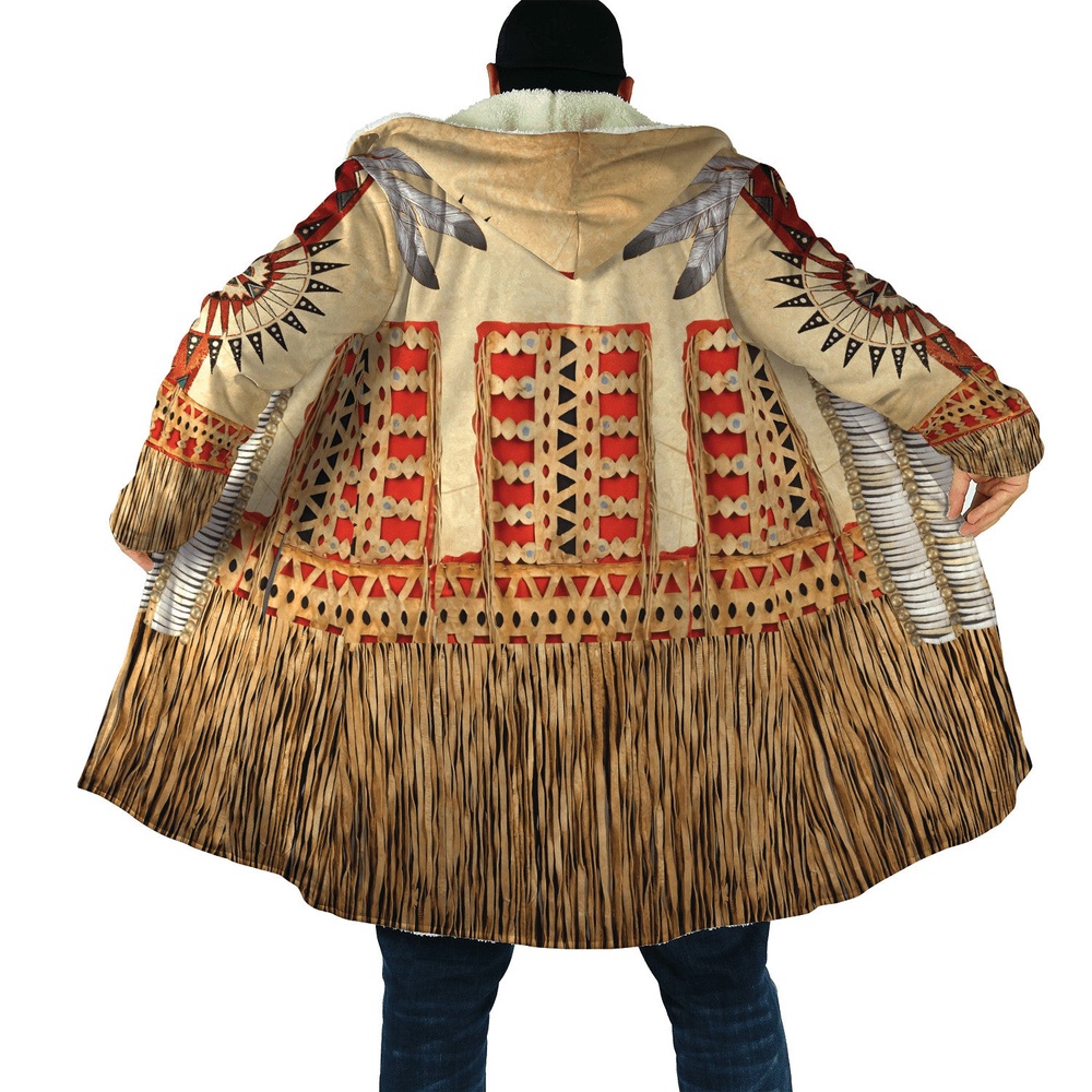 Native American Coat, Homeland Style Native American 3D All Over Printed Hooded Cloak Coat Native American Coat, Homeland Style Native American 3D All Over Printed Hooded Cloak Coat