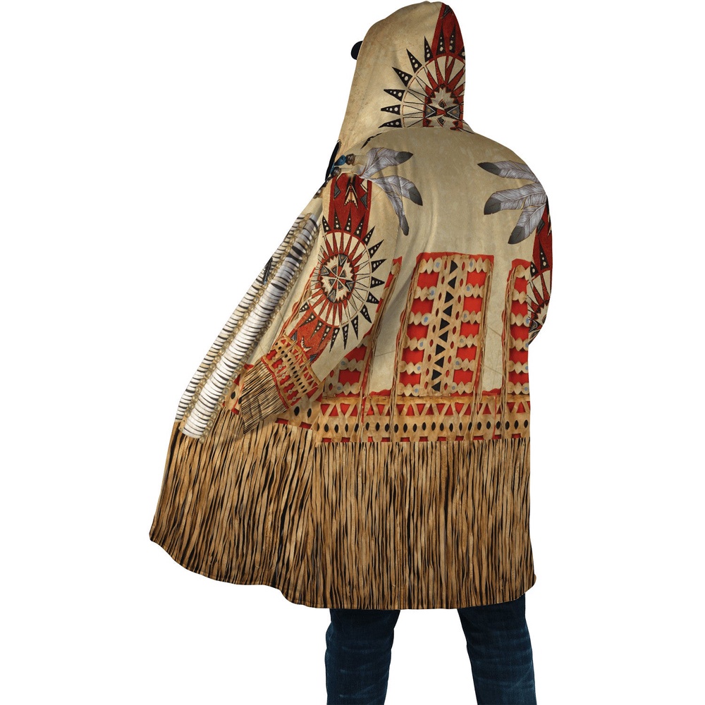 Native American Coat, Homeland Style Native American 3D All Over Printed Hooded Cloak Coat Native American Coat, Homeland Style Native American 3D All Over Printed Hooded Cloak Coat