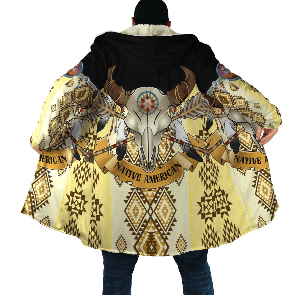 Native American Coat, Iconic Fashion Native American 3D All Over Printed Hooded Cloak Coat Native American Coat, Iconic Fashion Native American 3D All Over Printed Hooded Cloak Coat