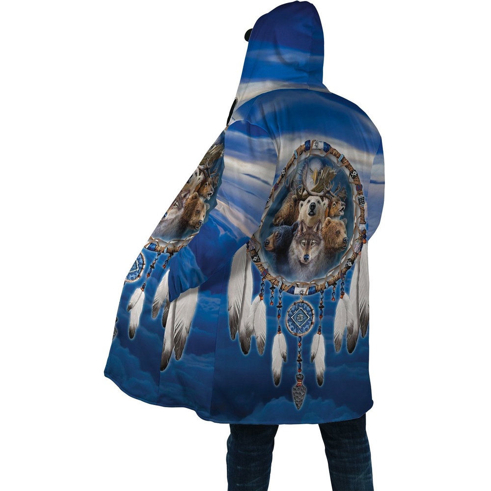 Native American Coat, Indigenous Animals Native American 3D All Over Printed Hooded Cloak Coat Native American Coat, Indigenous Animals Native American 3D All Over Printed Hooded Cloak Coat