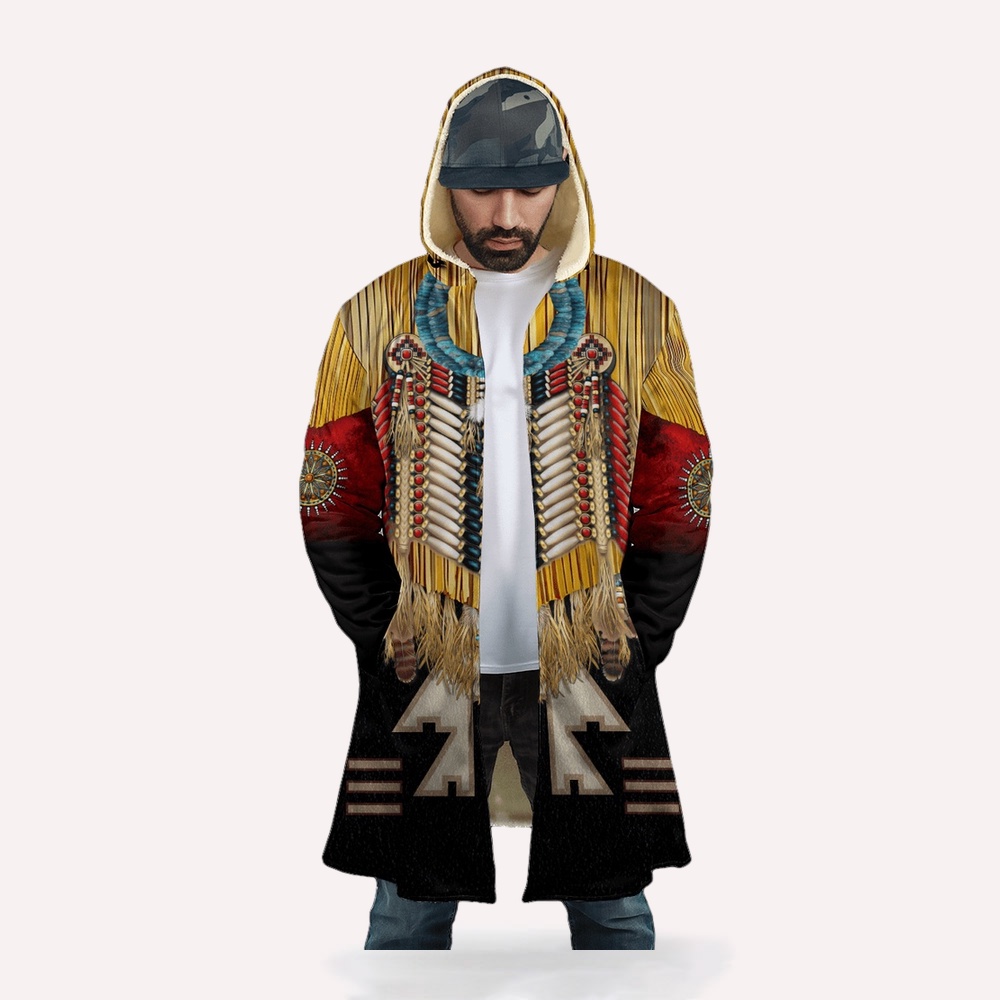 Native American Coat, Local Flavor Chic Native American 3D All Over Printed Hooded Cloak Coat