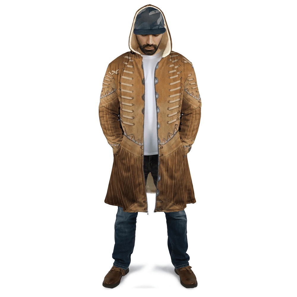 Native American Coat, Luxurious Brown Native American 3D All Over Printed Hooded Cloak Coat Native American Coat, Luxurious Brown Native American 3D All Over Printed Hooded Cloak Coat