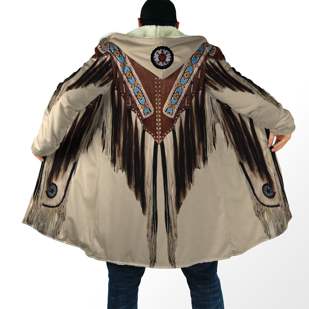 Native American Coat, Luxurious Native American 3D All Over Printed Hooded Cloak Coat Native American Coat, Luxurious Native American 3D All Over Printed Hooded Cloak Coat
