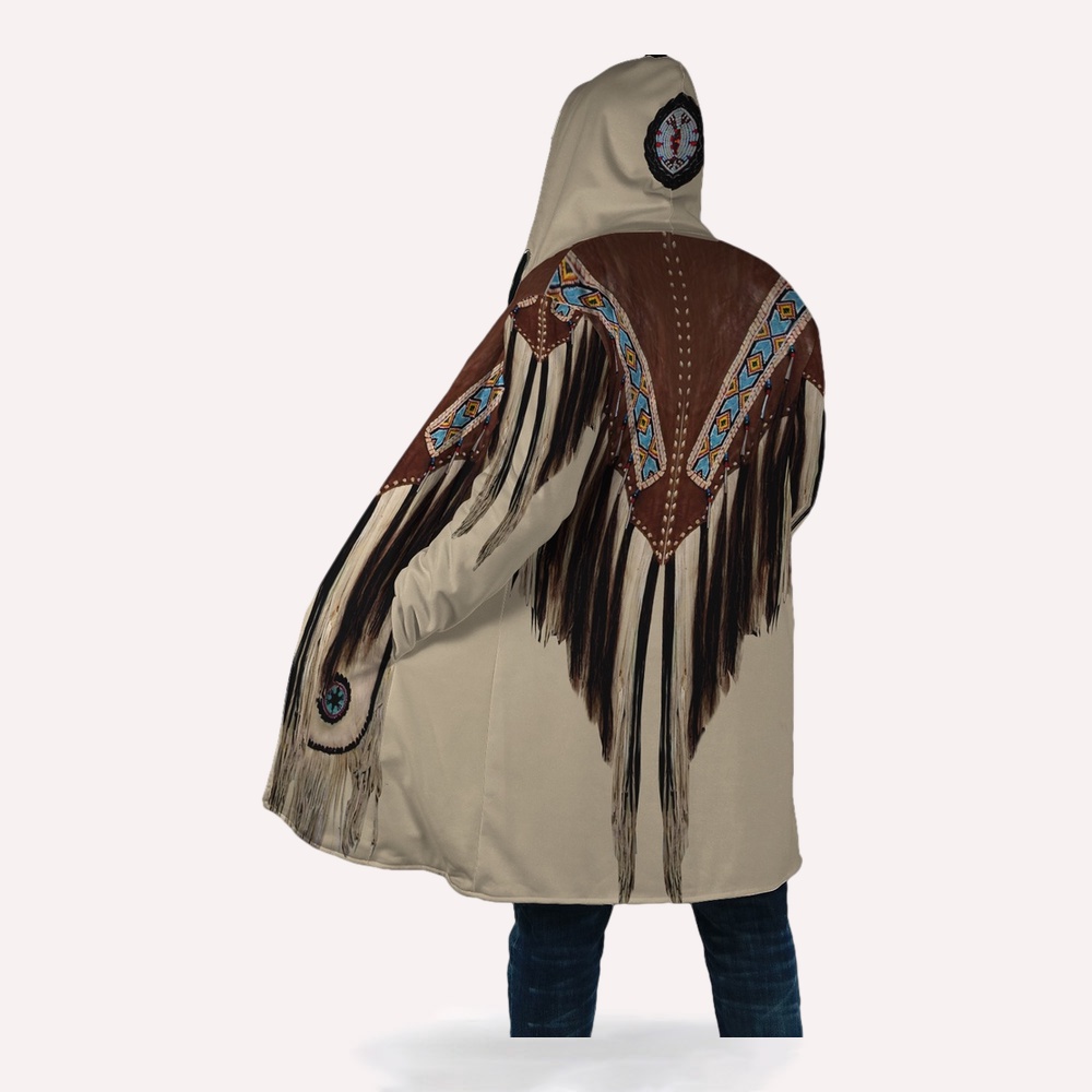 Native American Coat, Luxurious Native American 3D All Over Printed Hooded Cloak Coat Native American Coat, Luxurious Native American 3D All Over Printed Hooded Cloak Coat