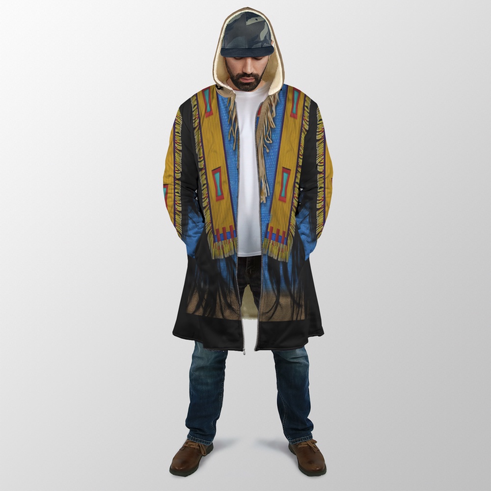Native American Coat, Minimalism Native American 3D All Over Printed Hooded Cloak Coat Native American Coat, Minimalism Native American 3D All Over Printed Hooded Cloak Coat