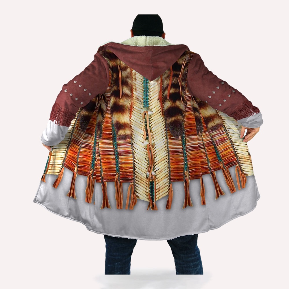 Native American Coat, Motifs Native American 3D All Over Printed Hooded Cloak Coat Native American Coat, Motifs Native American 3D All Over Printed Hooded Cloak Coat