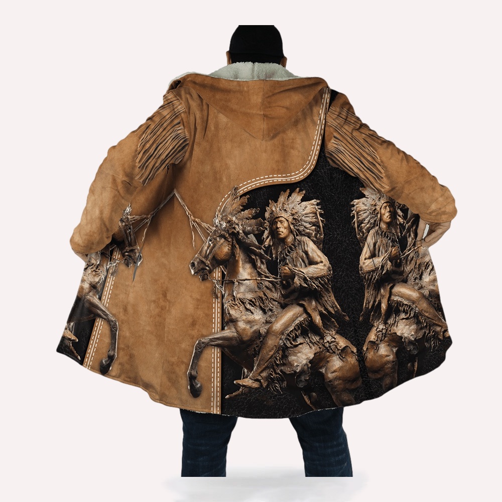 Native American Coat, Pride Chief Premium Native American Pride 3D All Over Printed  Hooded Cloak Coat