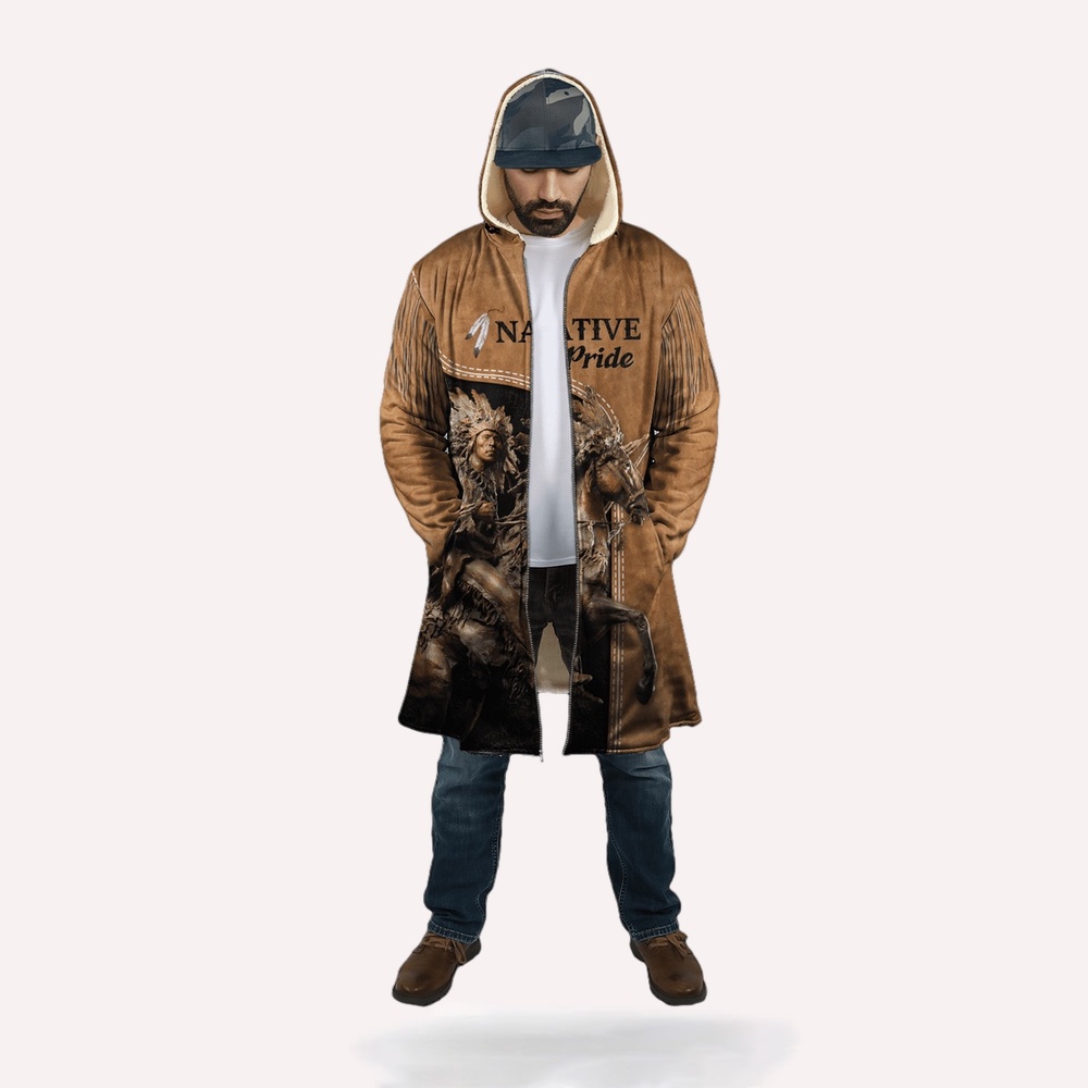 Native American Coat, Pride Chief Premium Native American Pride 3D All Over Printed  Hooded Cloak Coat