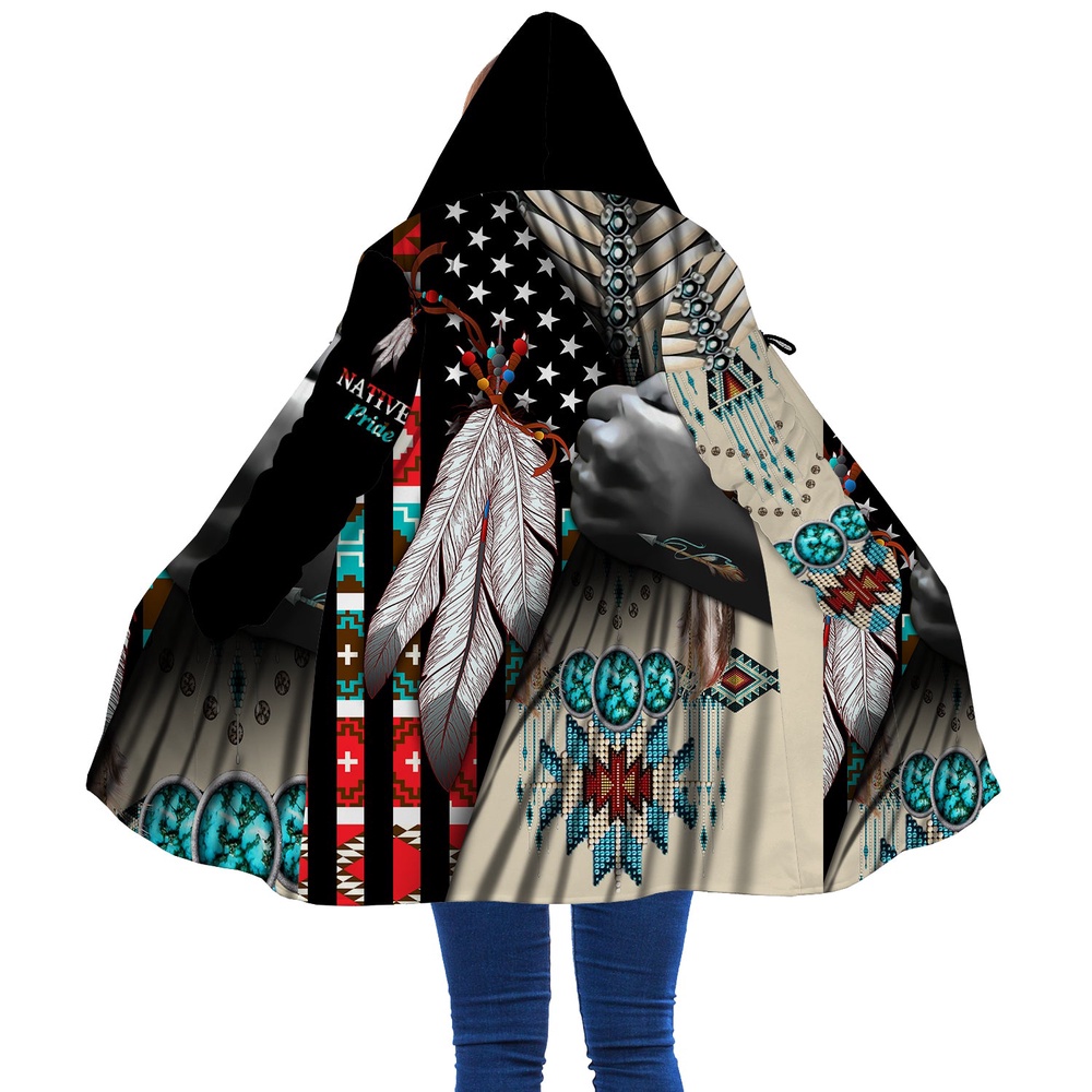Native American Coat, Pride Native American Hooded Cloak Coat, Native American Hoodies